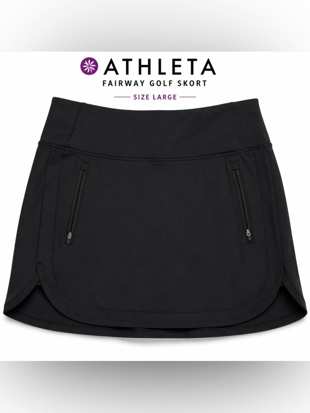 Athleta Black Fairway Golf Skort Size Large Athletic Skirt Built-In Shorts